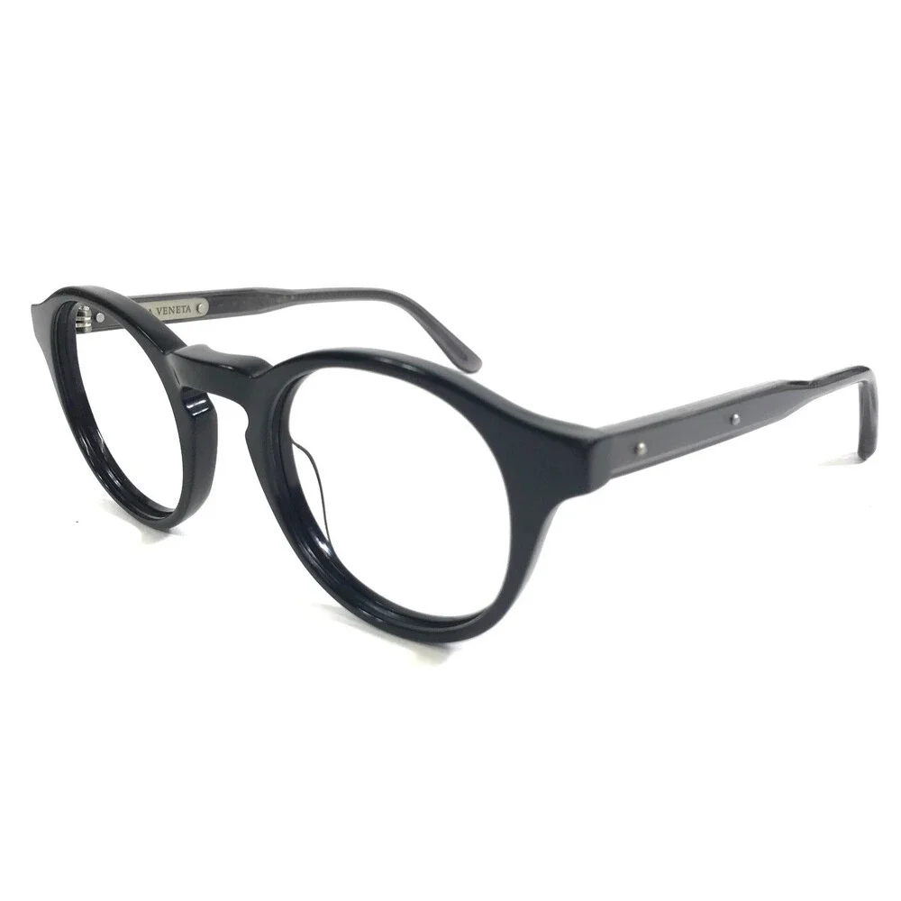 Bottega Veneta Eyeglasses Frames BV0023S 002 Black Gray Round Full Rim 46-23-140